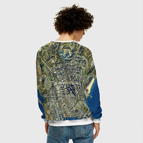 Мужской свитшот GTA 5 карта / 3D-Белый – фото 4