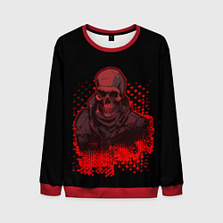 Свитшот мужской Красный скелет на чёрном фоне, цвет: 3D-красный
