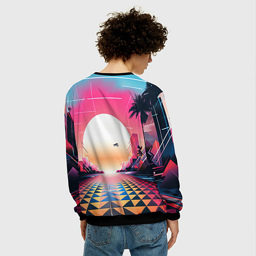 Мужской свитшот GTA 6 retro abstract logo / 3D-Черный – фото 4