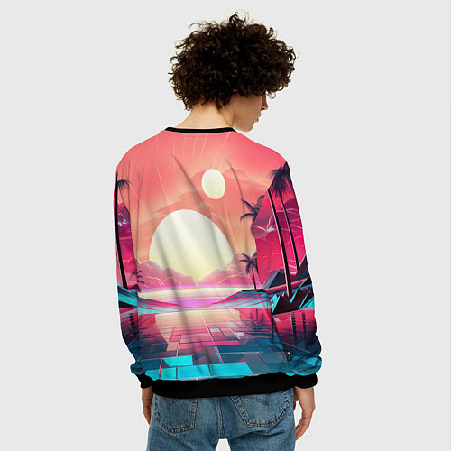 Мужской свитшот GTA 6 retro abstract / 3D-Черный – фото 4