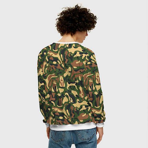 Мужской свитшот Коты и кошки - камуфляж / 3D-Белый – фото 4