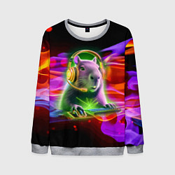 Свитшот мужской Capybara is an avid gamer, цвет: 3D-меланж