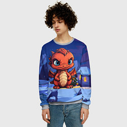 Свитшот мужской Забавный красный дракон 2024, цвет: 3D-меланж — фото 2