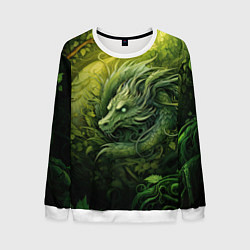 Свитшот мужской Зеленый лесной дракон 2024, цвет: 3D-белый