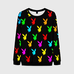 Свитшот мужской Playboy pattern неон, цвет: 3D-черный