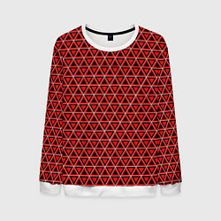 Свитшот мужской Красные и чёрные треугольники, цвет: 3D-белый