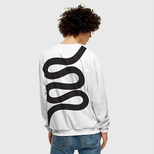 Мужской свитшот Папина Дочки - чёрная полоса / 3D-Белый – фото 4