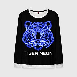 Свитшот мужской Tiger neon art, цвет: 3D-белый