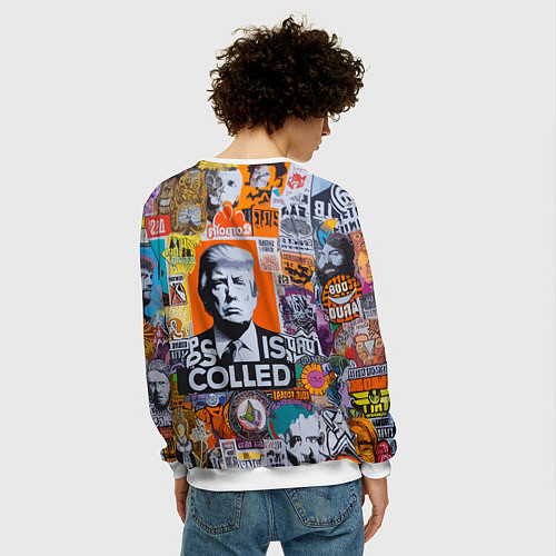 Мужской свитшот Donald Trump - american сollage / 3D-Белый – фото 4