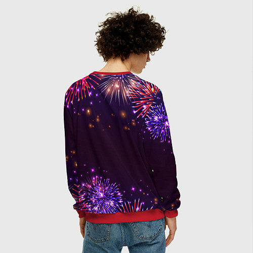 Мужской свитшот Праздничный маркетолог: фейерверк / 3D-Красный – фото 4