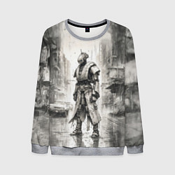 Свитшот мужской Одинокий робот под дождём, цвет: 3D-меланж
