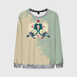Мужской свитшот Голуби воркуют на фоне сердца