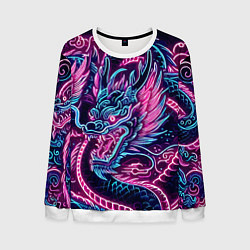 Мужской свитшот Neon Japanese dragon - irezumi