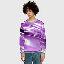 Свитшот мужской Нежные фиолетовые полосы абстракта, цвет: 3D-меланж — фото 2