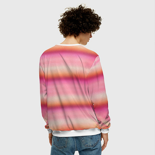 Мужской свитшот Энид Синклер - арт и текстура розового свитера / 3D-Белый – фото 4