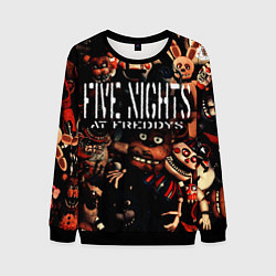 Свитшот мужской Пять ночей с Фредди сборник аниматроников, цвет: 3D-черный