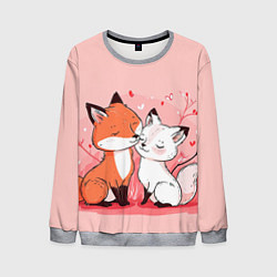 Свитшот мужской Влюбленные милые лисички, цвет: 3D-меланж