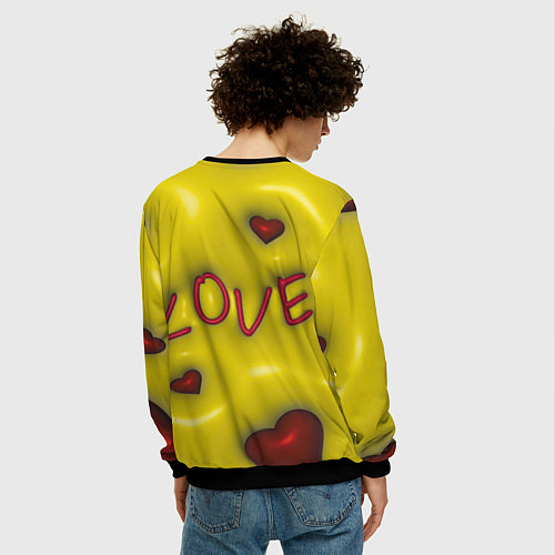 Мужской свитшот Love эффект раздувания / 3D-Черный – фото 4