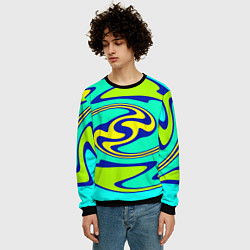 Свитшот мужской Скрученные неоновые линии, цвет: 3D-черный — фото 2