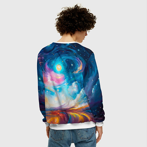 Мужской свитшот Космический скакун / 3D-Белый – фото 4