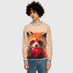 Свитшот мужской Лисичка держит сердце 14 февраля, цвет: 3D-меланж — фото 2