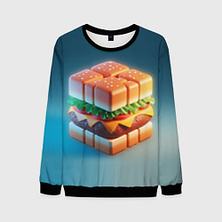 Свитшот мужской Абстрактный гамбургер в форме куба, цвет: 3D-черный