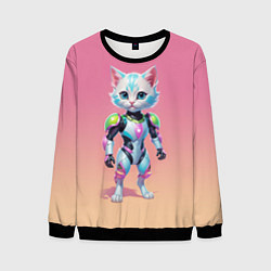 Свитшот мужской Funny kitten - cyberpunk, цвет: 3D-черный