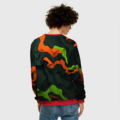 Мужской свитшот Gta лого зелено-оранжевый камуфляж / 3D-Красный – фото 4