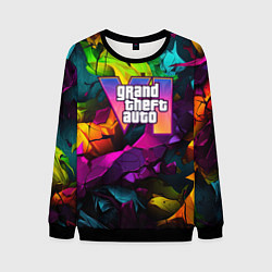 Свитшот мужской Gta лого камуфляж яркий неоновый, цвет: 3D-черный