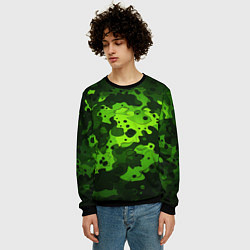 Свитшот мужской Яркий неоновый зеленый камуфляж, цвет: 3D-черный — фото 2