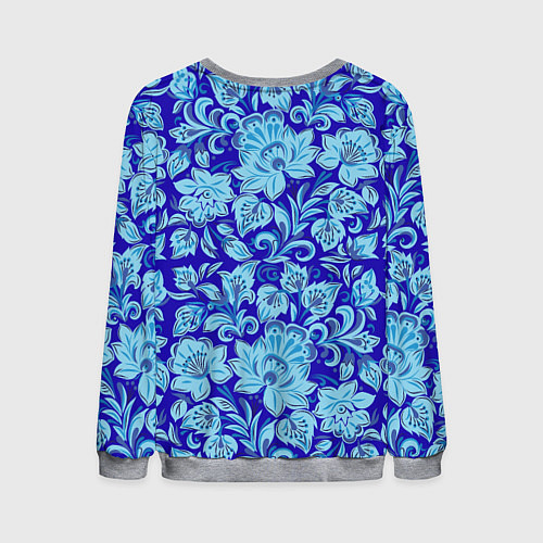 Мужской свитшот Узоры гжель на темно синем фоне / 3D-Меланж – фото 2