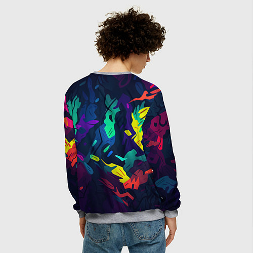 Мужской свитшот GTA 6 logo яркий неоновый камуфляжный стиль / 3D-Меланж – фото 4