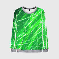 Мужской свитшот Белые линии на зелёном фоне