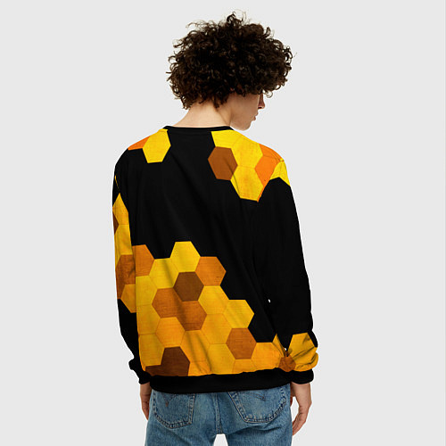 Мужской свитшот Palworld - gold gradient посередине / 3D-Черный – фото 4