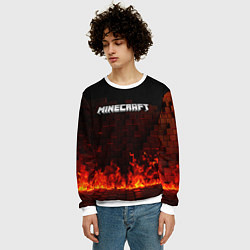 Свитшот мужской Minecraft fire logo, цвет: 3D-белый — фото 2