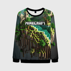 Свитшот мужской Minecraft logo летняя карта, цвет: 3D-черный