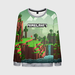 Свитшот мужской Minecraft logo квадратный мир игры, цвет: 3D-меланж