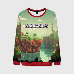 Свитшот мужской Minecraft logo квадратный мир, цвет: 3D-красный