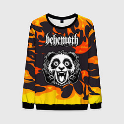 Свитшот мужской Behemoth рок панда и огонь, цвет: 3D-черный