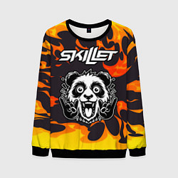 Свитшот мужской Skillet рок панда и огонь, цвет: 3D-черный