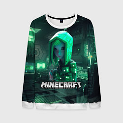 Свитшот мужской Minecraft девушка хакер, цвет: 3D-белый