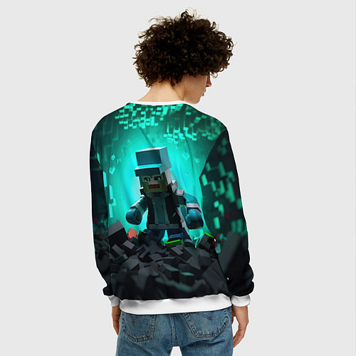 Мужской свитшот Персонаж Minecraft с мечом / 3D-Белый – фото 4