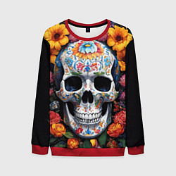 Свитшот мужской Bright colors and a skull, цвет: 3D-красный