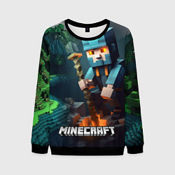 Свитшот мужской Minecraft персонаж у костра, цвет: 3D-черный