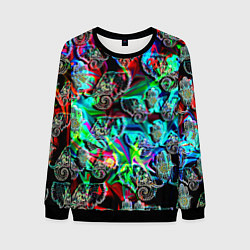 Свитшот мужской Слоники в орнаменте, цвет: 3D-черный