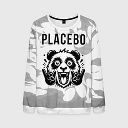 Свитшот мужской Placebo рок панда на светлом фоне, цвет: 3D-белый