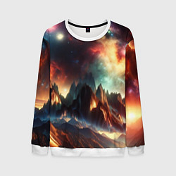 Свитшот мужской Space landscape with mountains, цвет: 3D-белый
