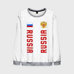 Свитшот мужской Россия три полоски на белом фоне, цвет: 3D-меланж