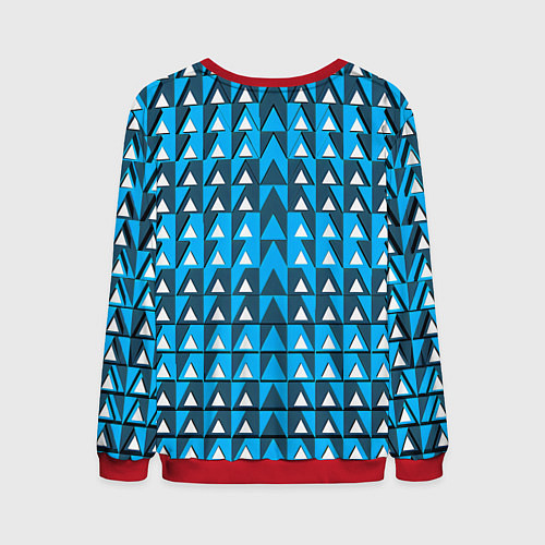Мужской свитшот Узор из треугольников синий / 3D-Красный – фото 2