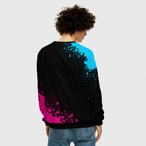 Мужской свитшот Club Brugge - neon gradient вертикально / 3D-Черный – фото 4